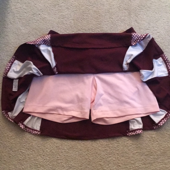 NWOT “LBH” Maroon Tennis skirt pink polka Small - Picture 4 of 8